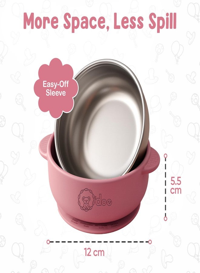 o'doe Baby Bowls – Stainless Steel Baby Feeding Bowls with Suction | Non-Slip Toddler Bowls for Self Feeding | BPA-Free Kids Bowls for Baby Food | Stainless Steel Bowls Kids - Image 3